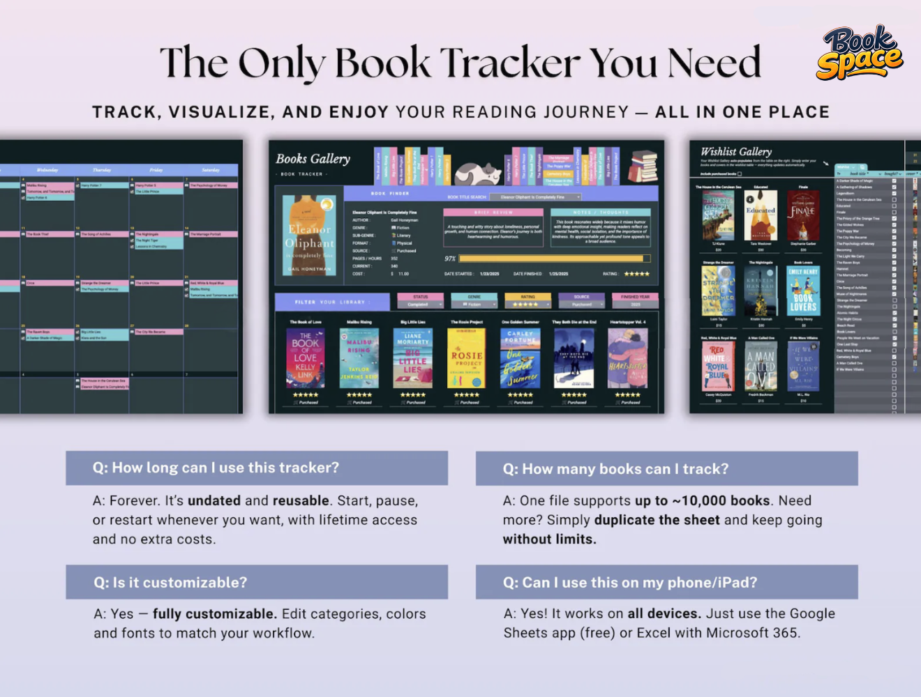 Reading Journal for Excel & Google Sheets